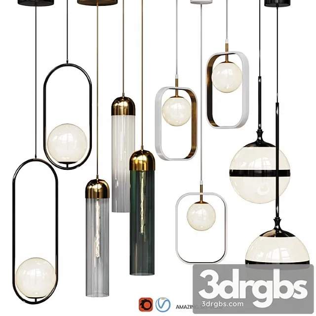 Four pendant lights amazing set vol. 17 3D Model Free