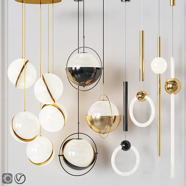Four Pendant Lights amazing set vol. 22 3D Model