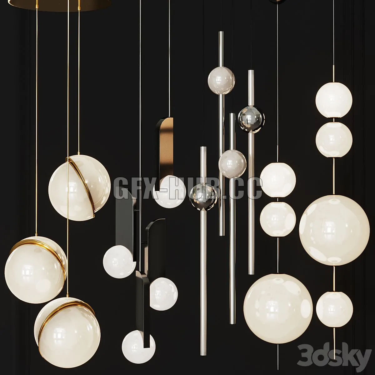 Four Pendant Lights amazing set vol 26 3D Model