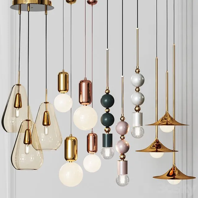 Four Pendant Lights amazing set vol. 27 3D Model