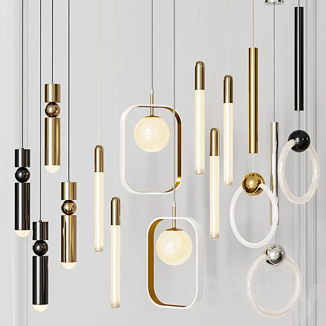 Four Pendant Lights amazing set vol. 28 3D Model