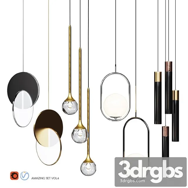 Four pendant lights amazing set vol.4 3D Model Free