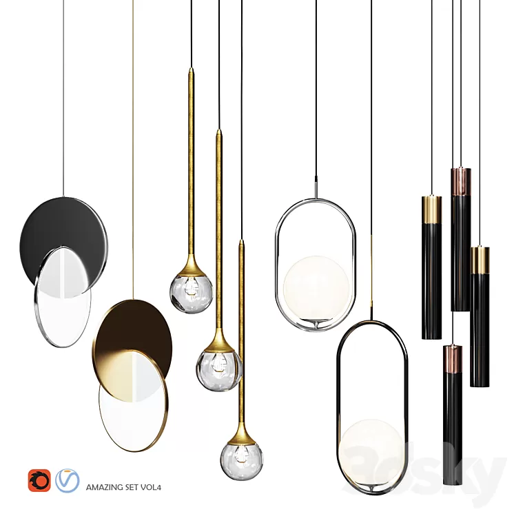 Four Pendant Lights amazing set vol.4 3D Model