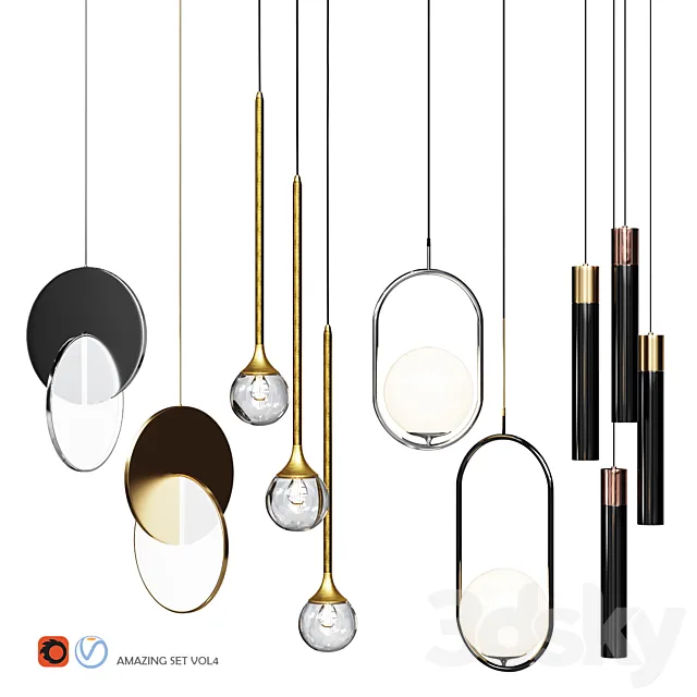 Four Pendant Lights amazing set vol.4 3DModel