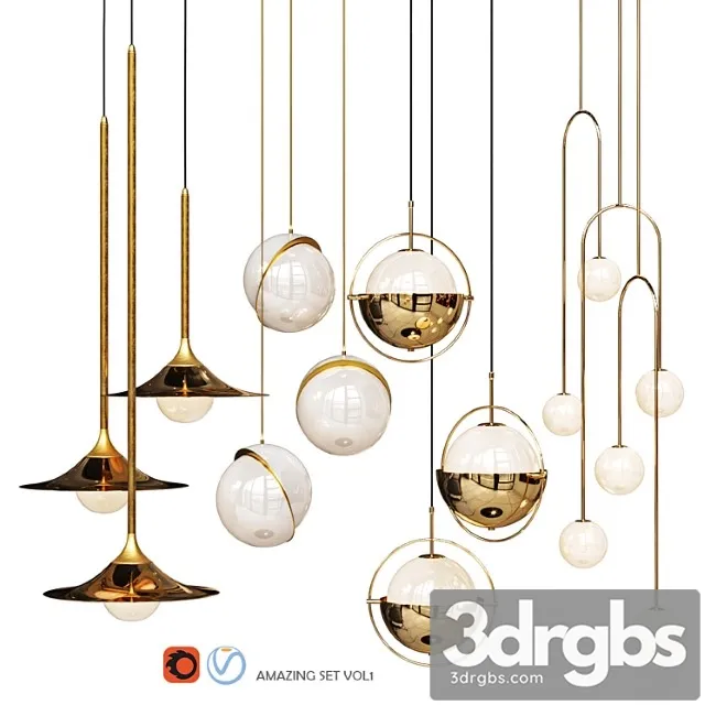 Four pendant lights amazing set vol1 3D Model Free
