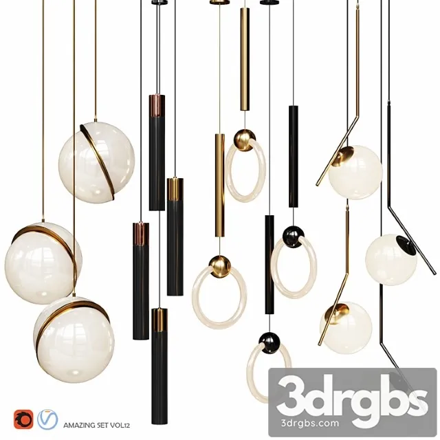 Four pendant lights amazing set vol12 3D Model Free