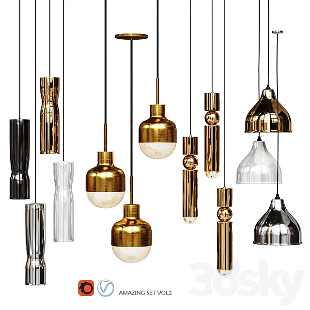 Four Pendant Lights amazing set vol2 3DModel