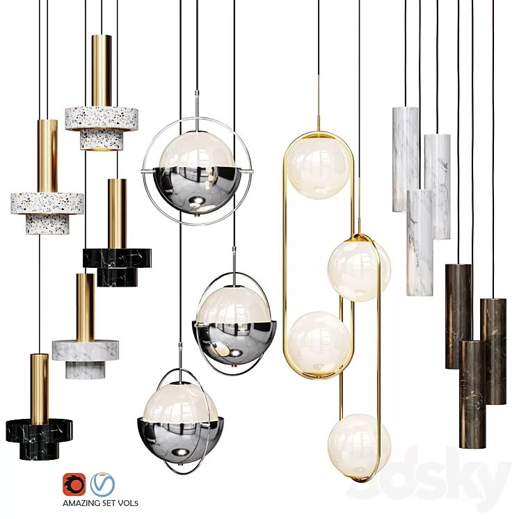 Four Pendant Lights amazing set vol5 3D Model