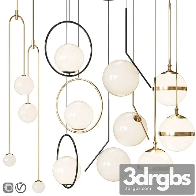 Four pendant lights scandinavian amazing set vol. 21 3D Model Free