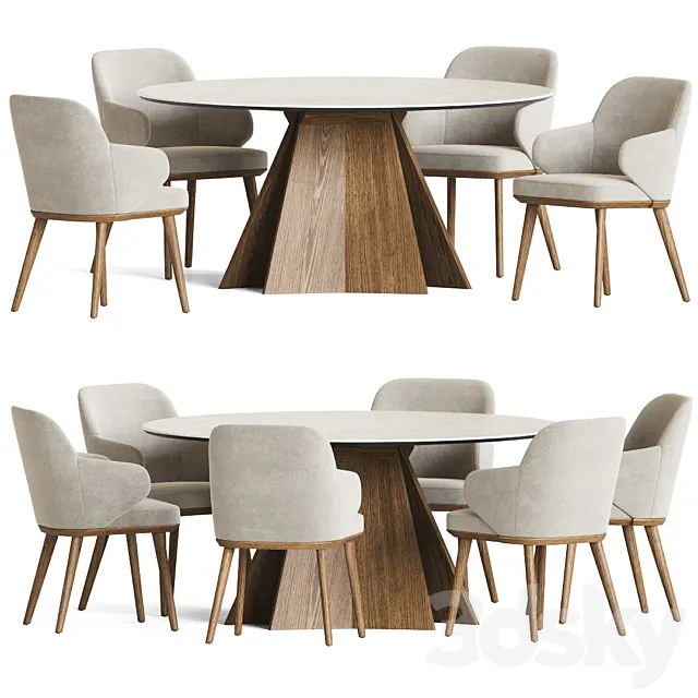 Foyer Chair Icaro Table Dining Set 3D Model