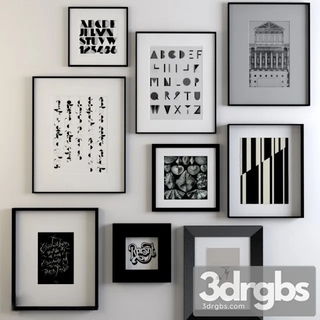 Fram Set Black White 02 3D Model Free