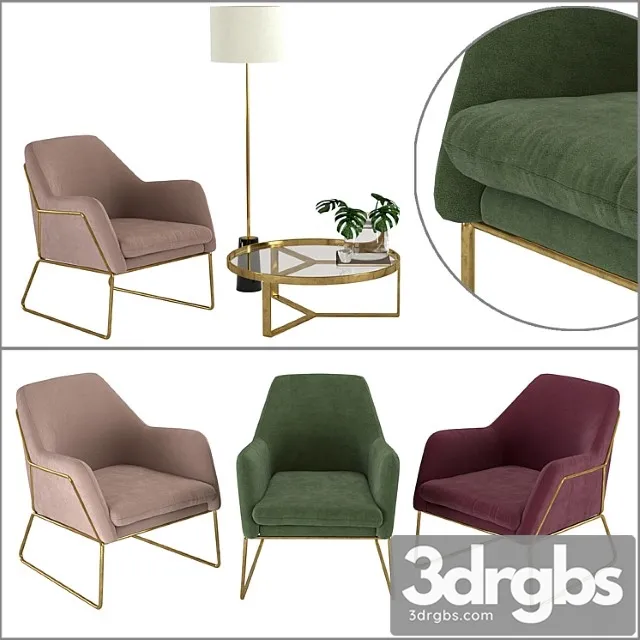 Frame armchair aula coffee table rita floor lamp by made 3D Model Free