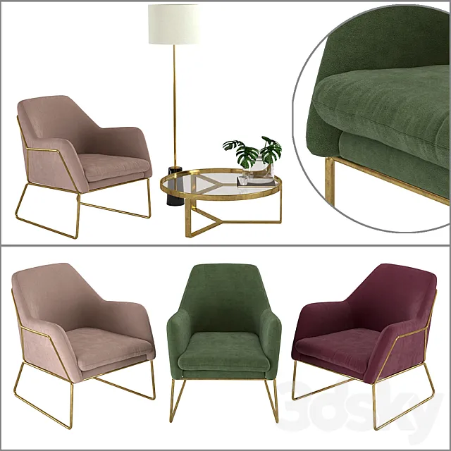 Frame Armchair Aula Coffee Table Rita Floor Lamp by Made 3D Model