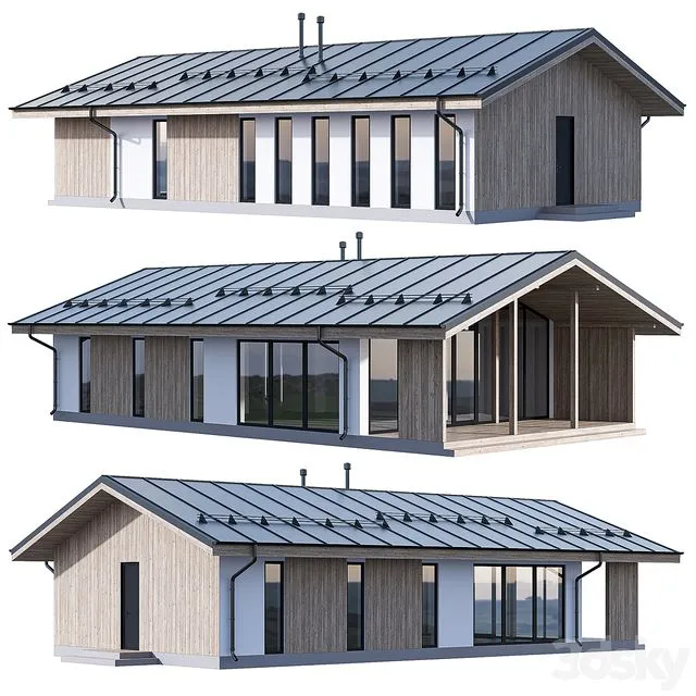 Frame modular house 120 m2 with PREFAB frame technology 3D Model