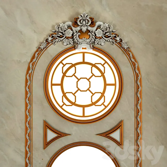 Frame window baroque arches + 3D Model