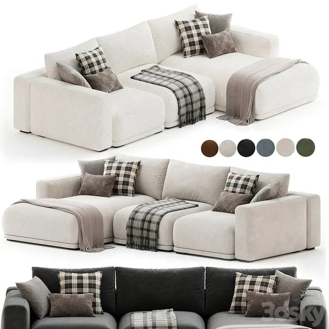Frances Three Seater Corner Sofa 3D Model