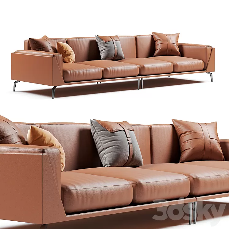 Francesca Neo-modern Genuine Leather Sofa 3D Model Free