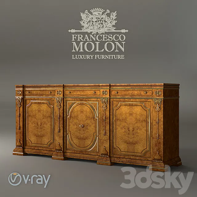 Francesco Molon C3D 16th century walnut carved sideboard 3DModel