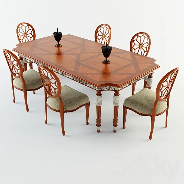 Francesco molon dining table and chair 3D Model