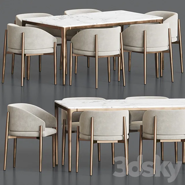 Frank Chair Canto Table Dining Set 3D Model
