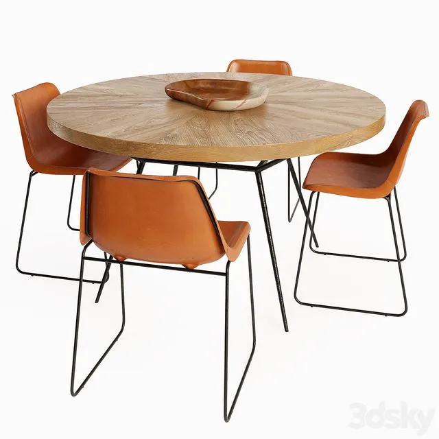 Frank Table_Drexel Chair_set2 3D Model