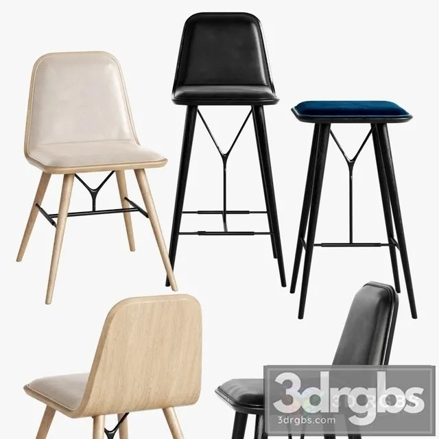 Fredericia Spine Stool Barstool Chair 3D Model Free