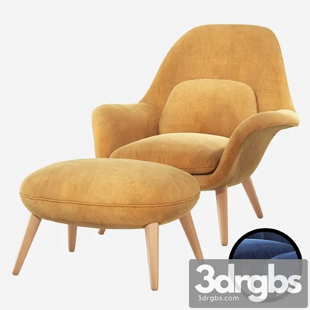 Fredericia Swoon Lounge Armchair 3D Model Free
