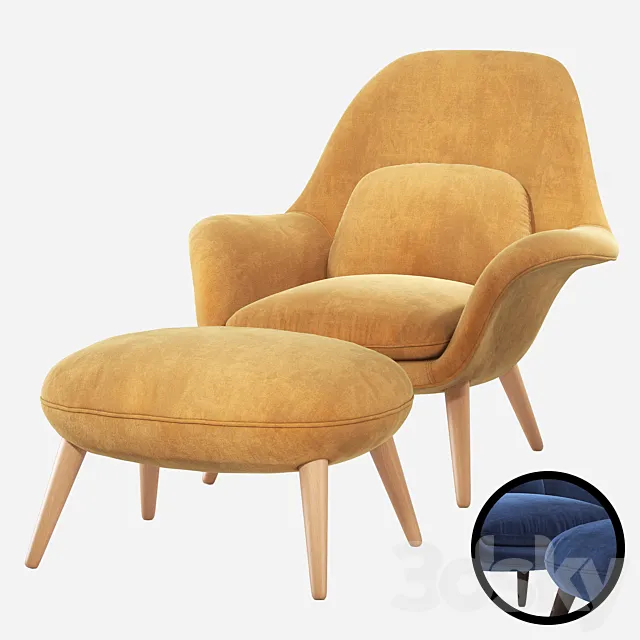 Fredericia Swoon Lounge Armchair 3D Model
