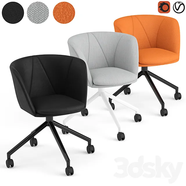 Fredericia Verve swivel castors chair 3DModel