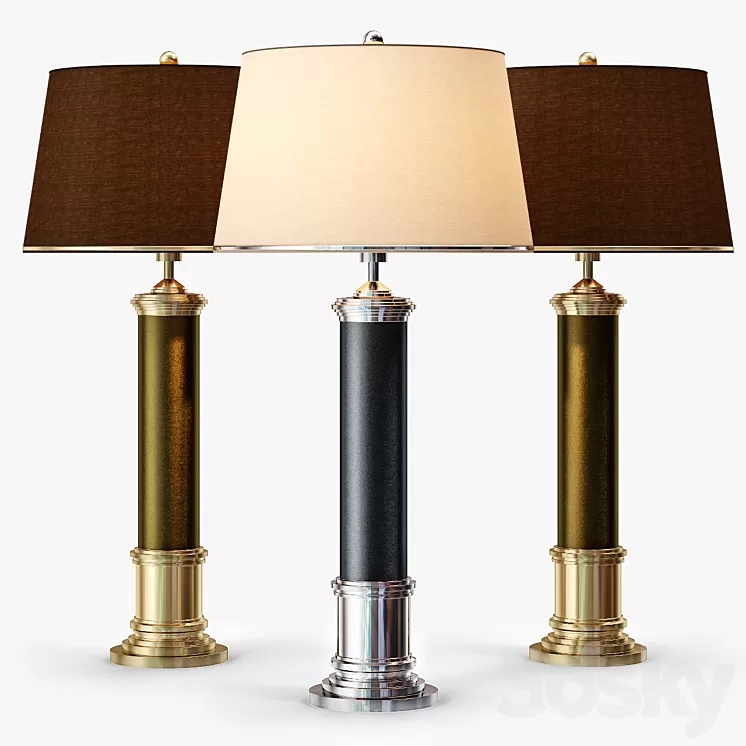 Frederick Cooper Leather Column Table Lamp 3D Model