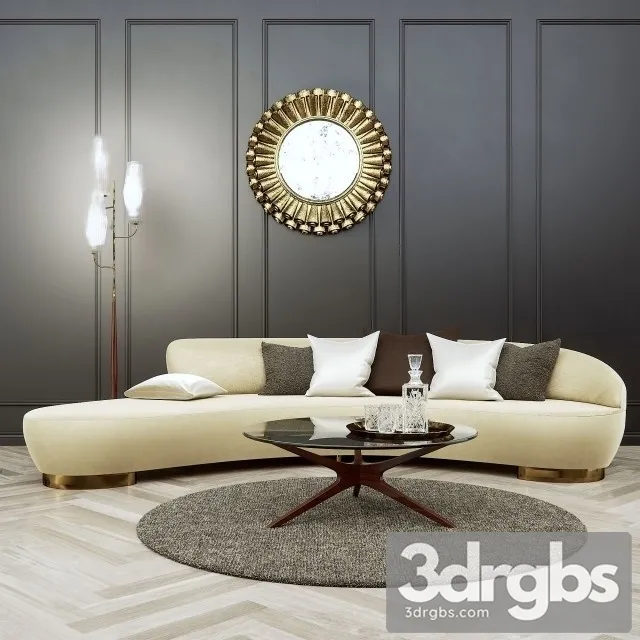 Free Form Curved Sofa 3D Model Free