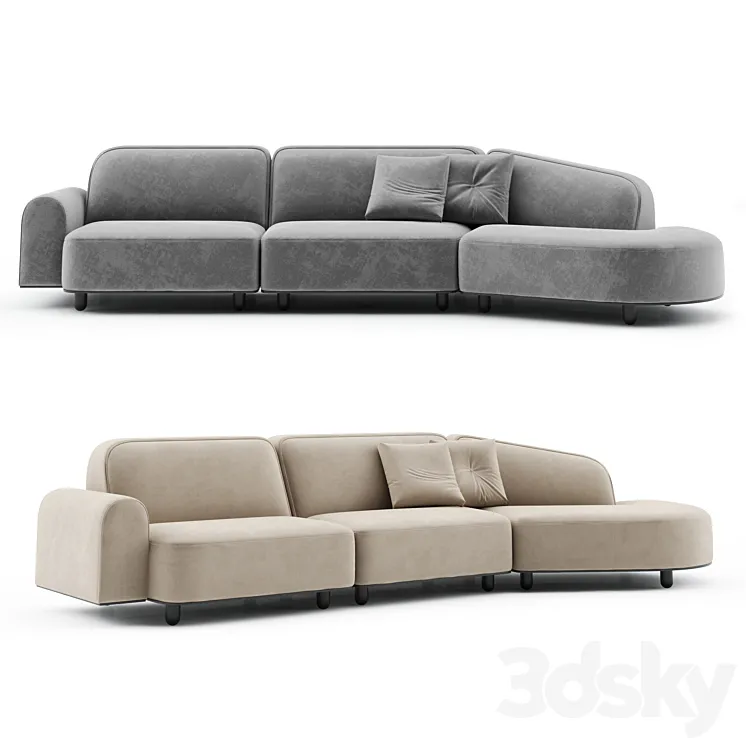 Freeform Curved Sofa With Arm Vladimir Kagan 3D Model Free