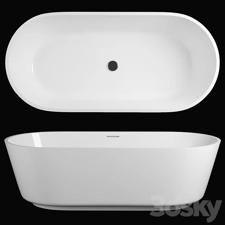 Freestyle Solid Surface Acrylic Resin Stone Freestanding Bath Tub KKR-B079 3D Model Free