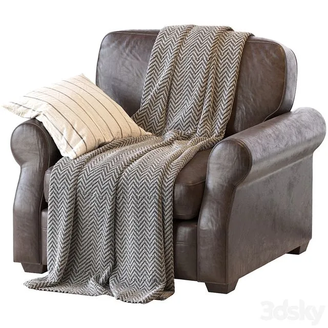 Fremont Roll Arm Upholstered Armchair 3D Model