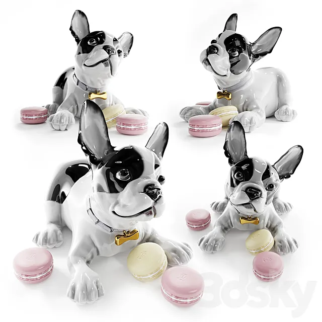 French Bulldog with Macarons Dog Figurine 3D Model