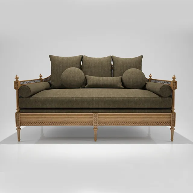 French Cane Sofa Daybed 3DModel