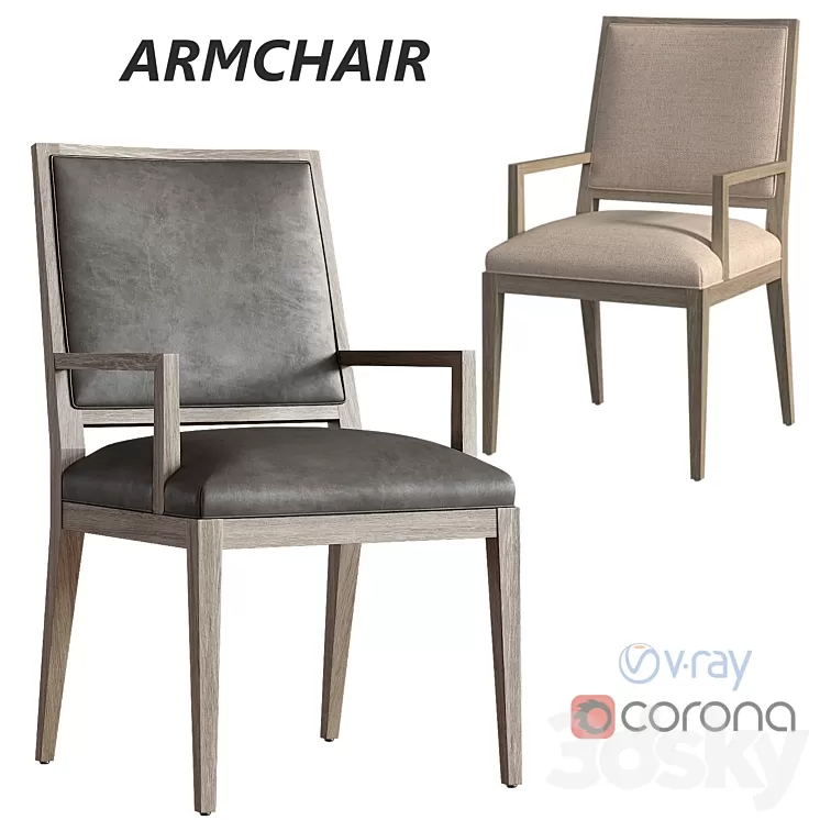 French Contemporary Square Leather Armchair 3D Model Free