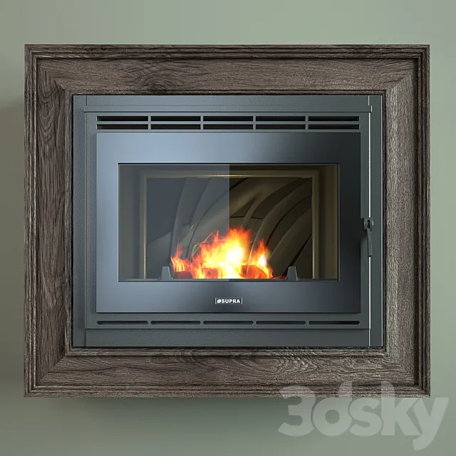 French fireplace insert glass Tertio 74 3DModel