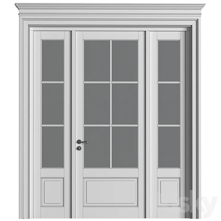 French Interior doors in classic style. French Art Deco Modern Door Partition.Entrance to the house 3D Model Free