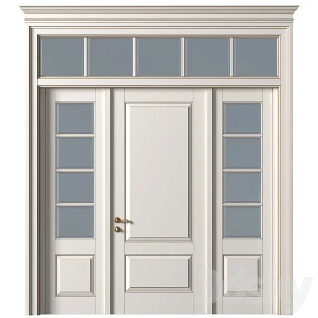 French Interior doors in classic style. French Art Deco Modern Door Partition.Entrance to the house 3D Model