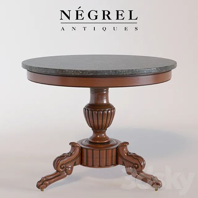 French Napoleon III Marble-Top Pedestal Table 3D Model
