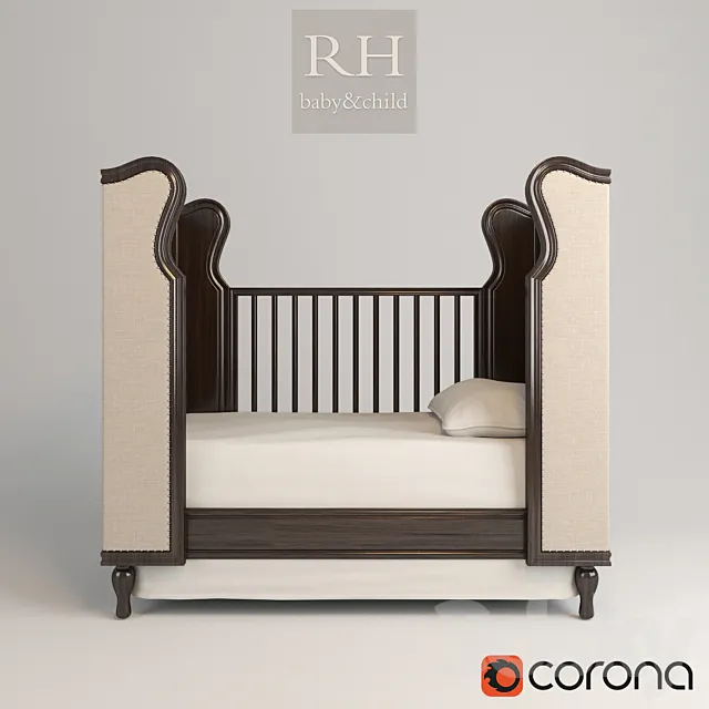 french upholstered wing crib 3D Model