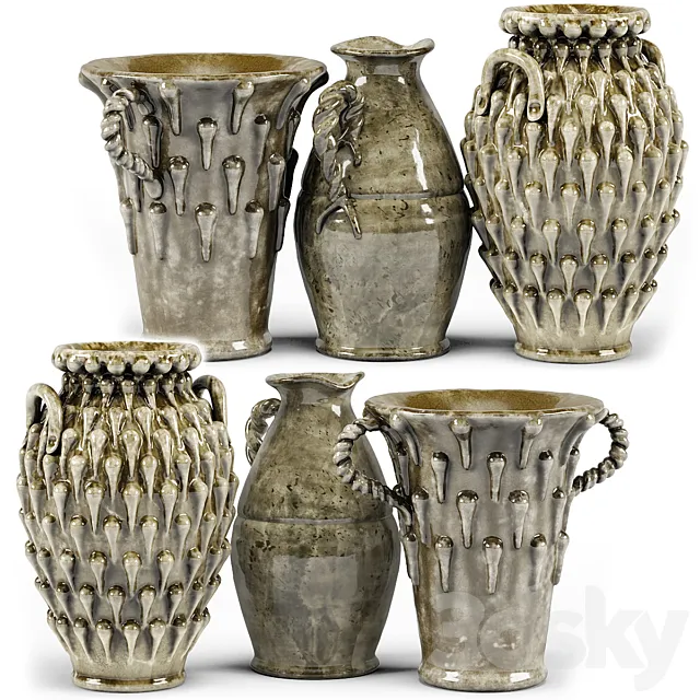 French vase set 3D Model