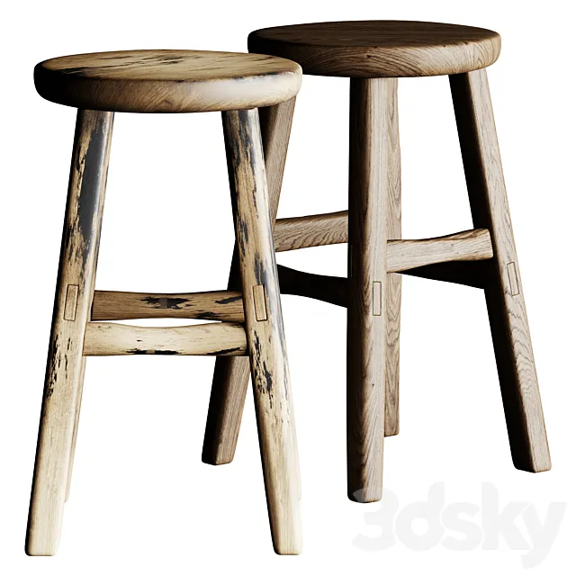 French Wooden Stool or Side Table Free Download