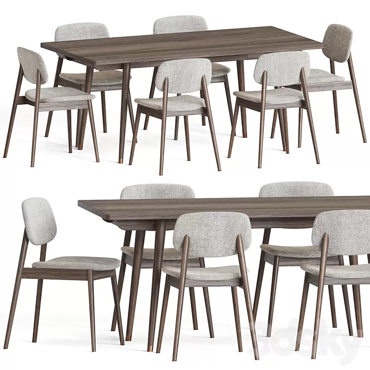 Frey Chair Larson Table Dining Set 3D Model