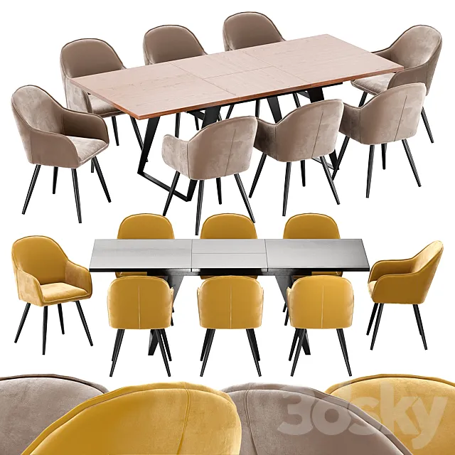 Frida dining chair and table HA1518-3 3DModel