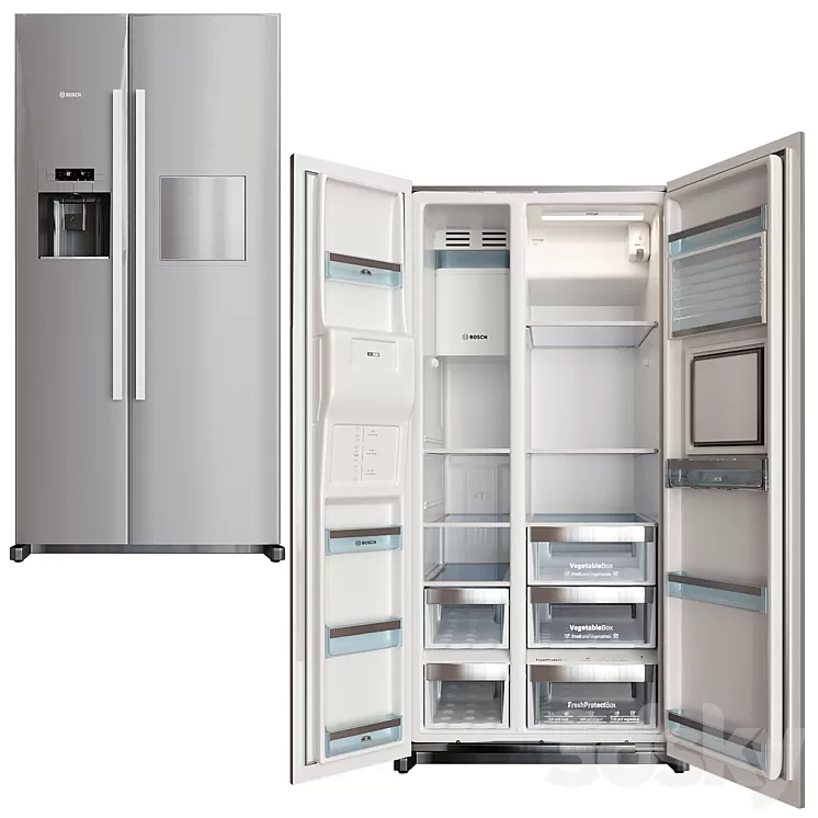 fridge bosch kag90ai20 silver 3D Model