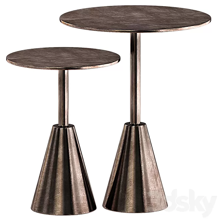 FRISCO END TABLES SET-ANTIQUE RUST FINISH 3D Model Free