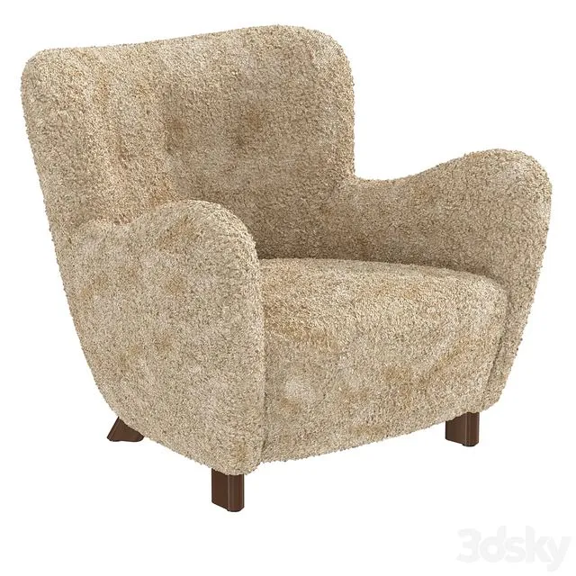 Fritz Hansen Easy Chair in Beige Sheepskin Model 1669 1930s 3D Model