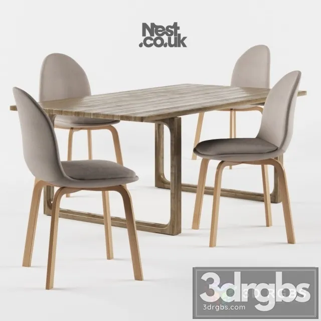 Fritz Hansen Sammen Chair and Table 3D Model Free
